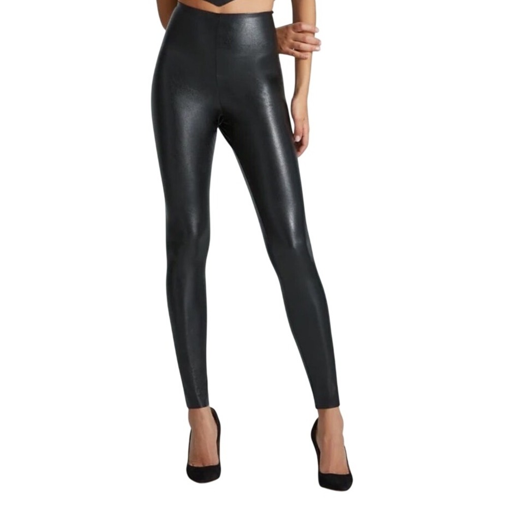 Commando Women's Faux Leather Leggings Black High Waisted Size Large Pants